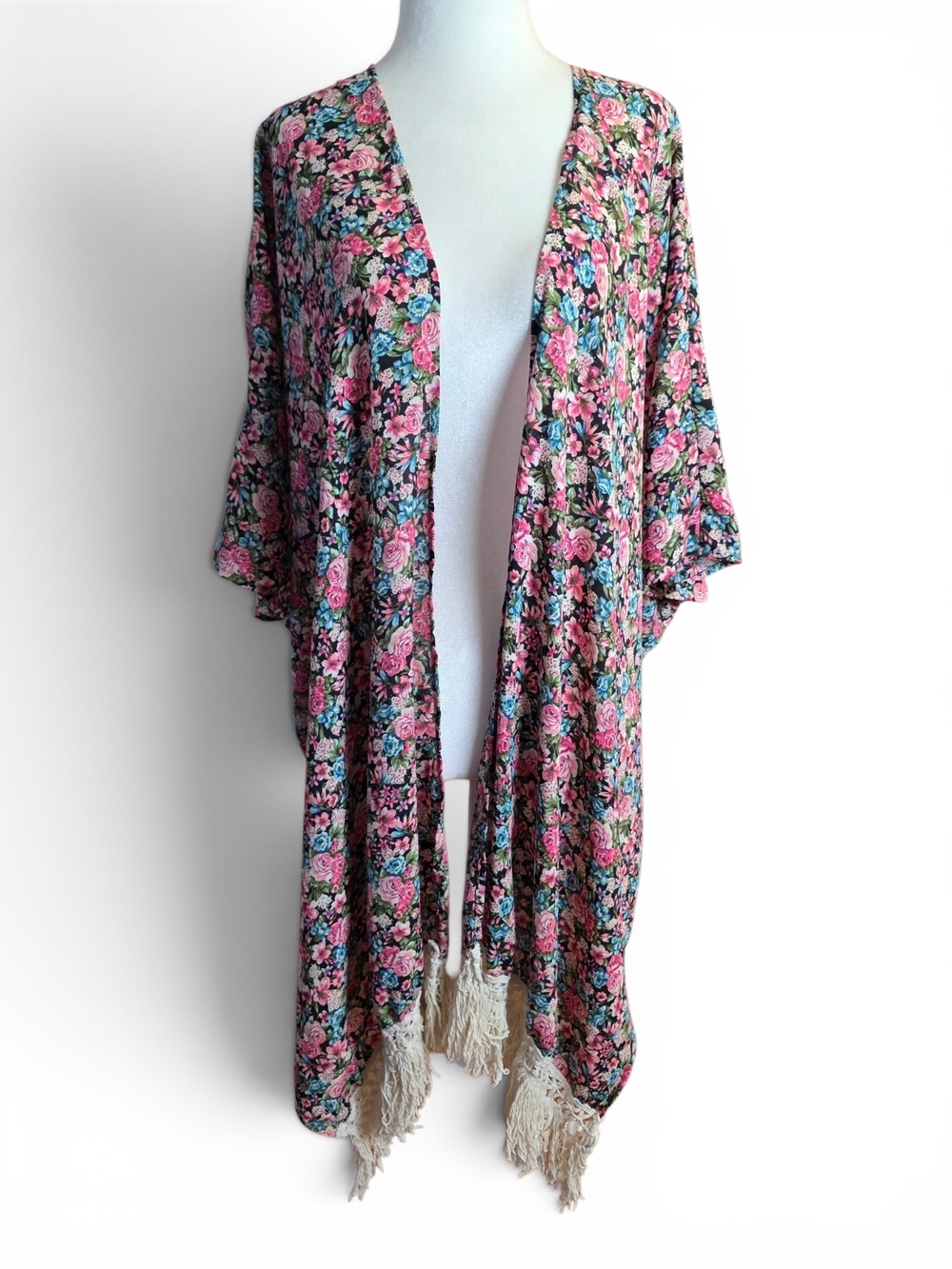 Floral One Size Top in Pink, Black & Green